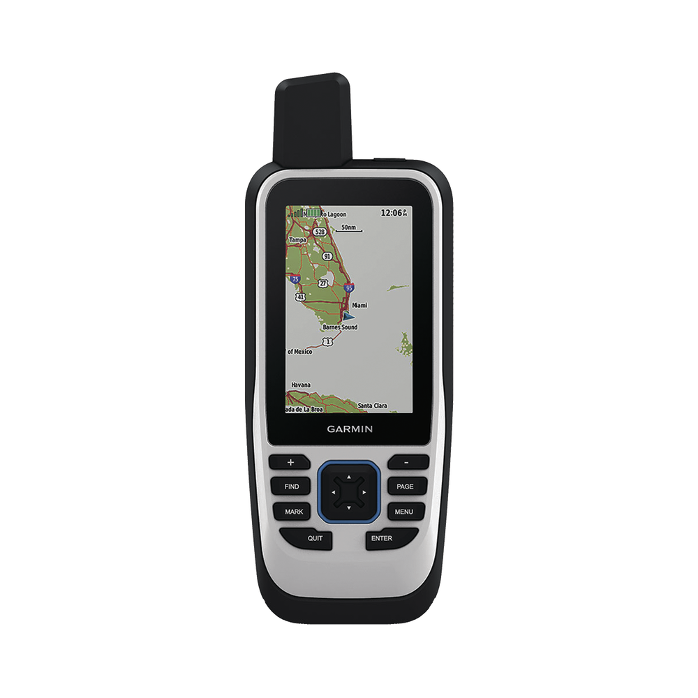 GPS portátil GPSMAP 86s con mapa base precargado, incluye batería interna recargable.