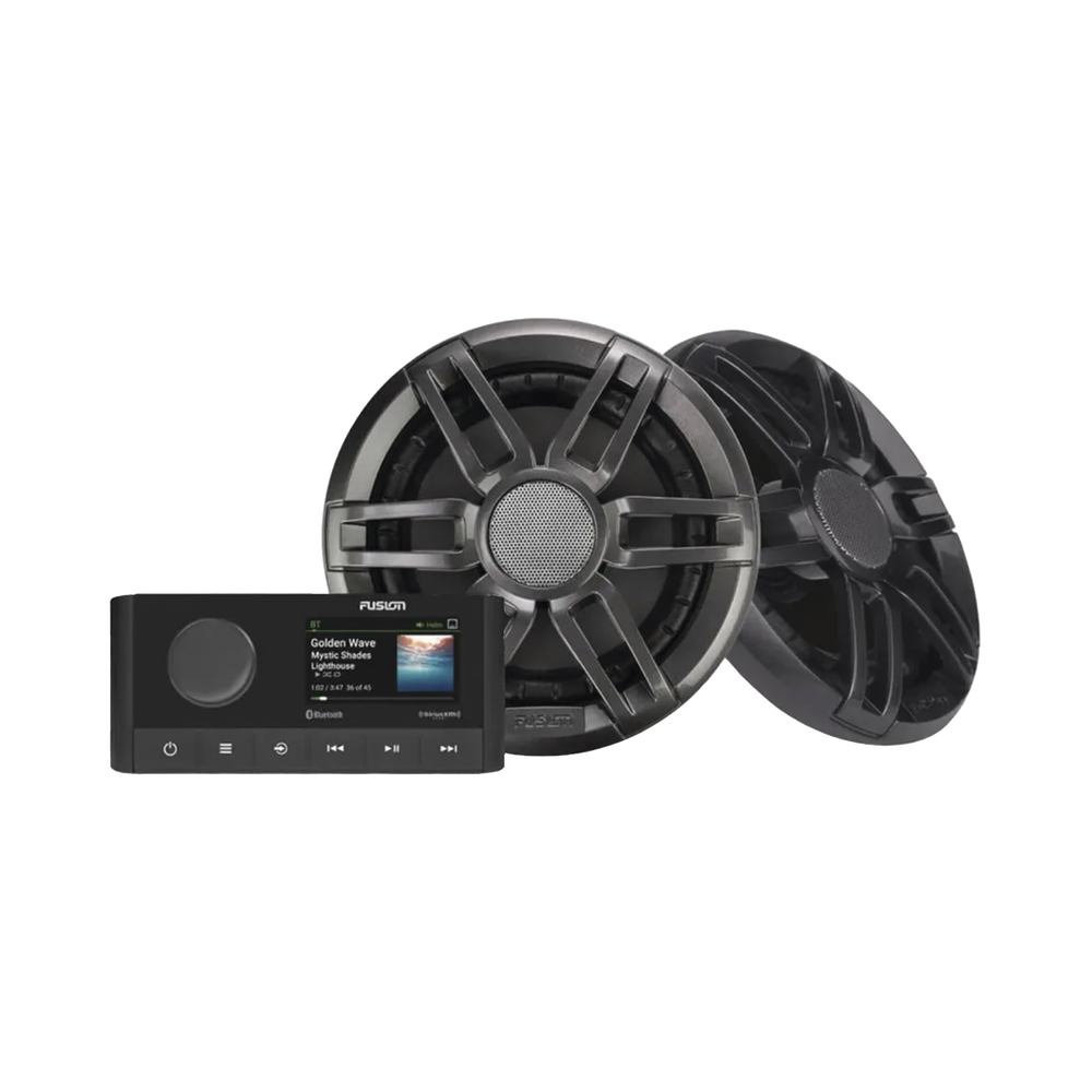 Sistema de estero marino MS-RA210 con dos bocinas de diseño deportivo XS incluidas.