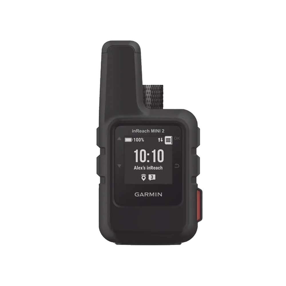 GPS portátil inReach® Mini 2 / Pantalla Monocroma Transflectiva 23 x 23 mm / Resolución 176 x 176 píxeles / Batería Recargable de Iones de Litio / Autonomía Hasta 14 Días / Resistencia al Agua IPX7 / Conectivi