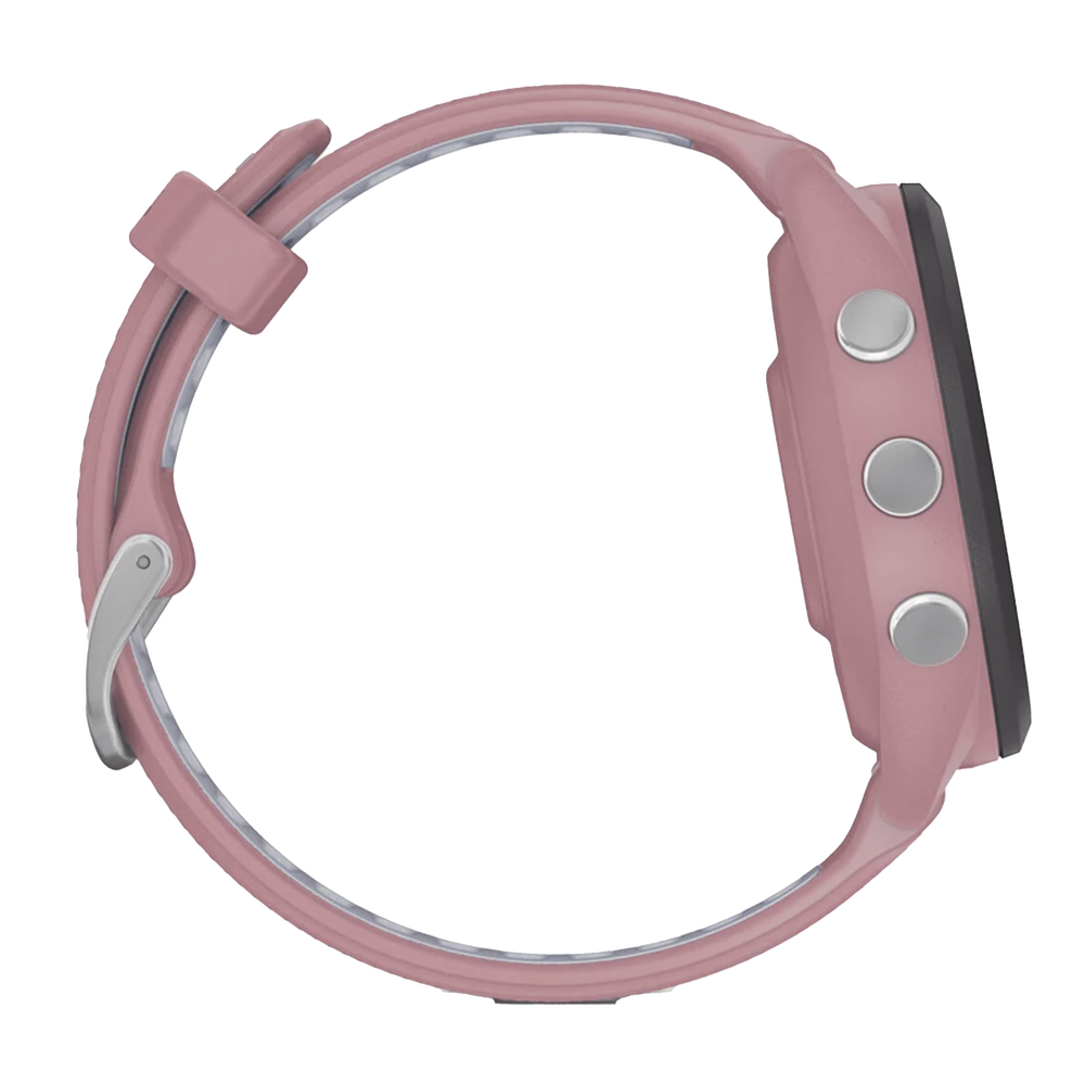 Forerunner® 265S, Bisel negro con carcasa en rosa y correa de silicona en rosa/gris - Image 5