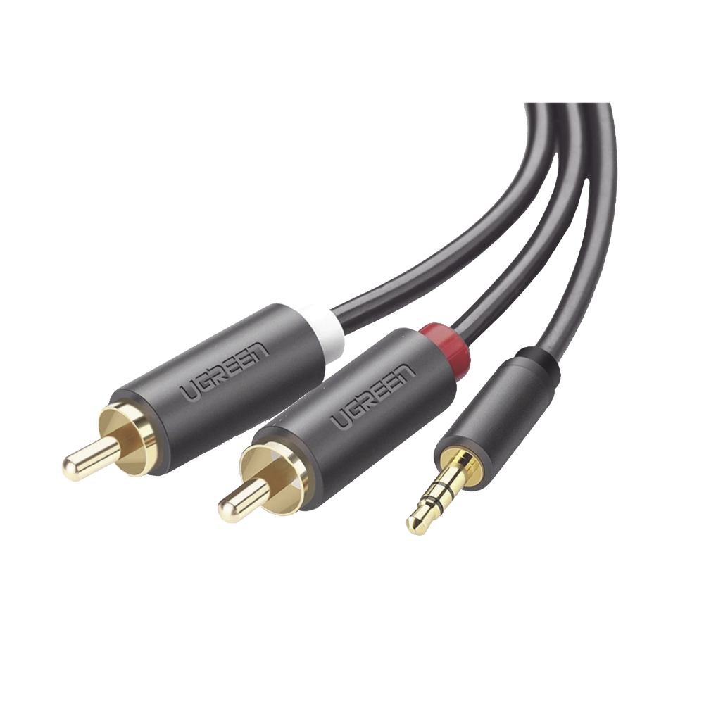 Cable Adaptador de 3.5mm Macho a 2 RCA Macho / 5 Metros (16.40 Pies) / Color Gris / Blindaje M?ltiple / ABS / Alta Calidad