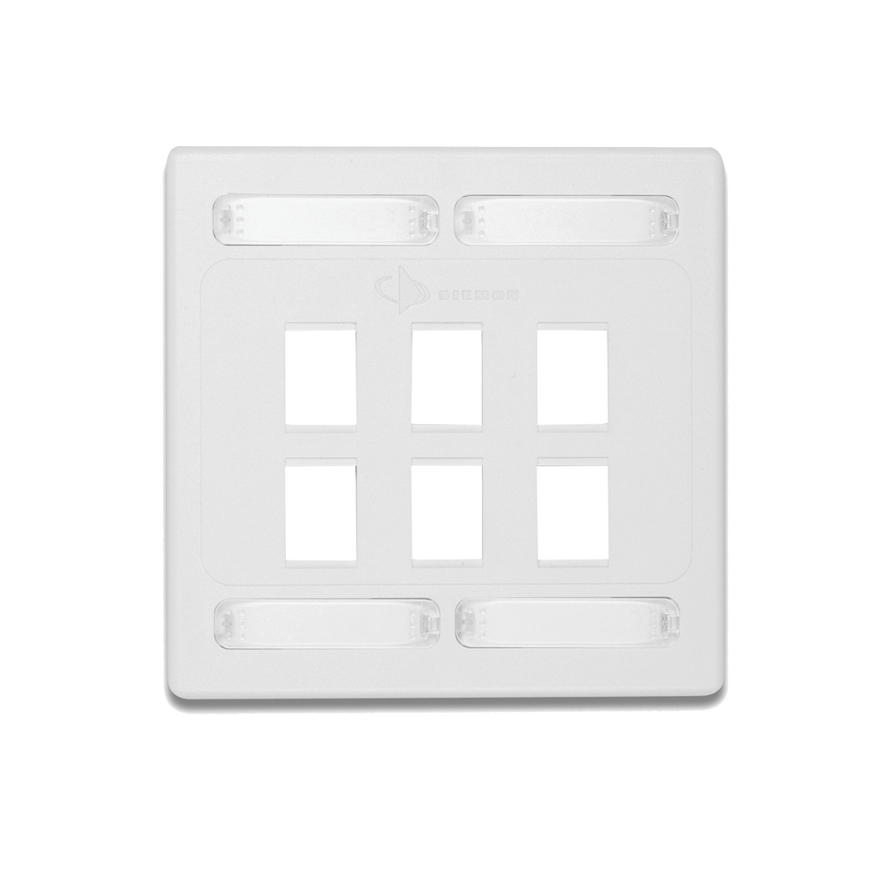 Placa de Pared Doble Modular 10G MAX de 6 Salidas, Color Blanco