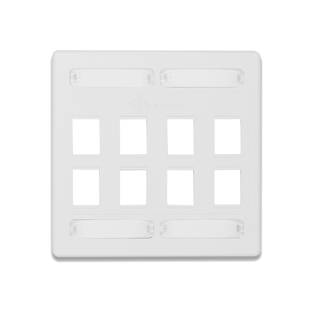 Placa de Pared Doble Modular 10G MAX de 8 Salidas, Color Blanco