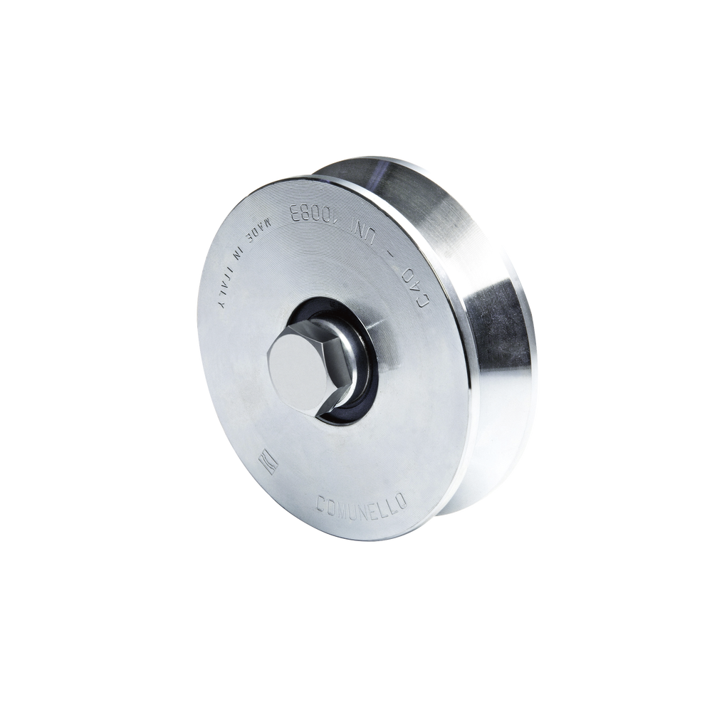 Rueda de 12 cm SIN Soporte Para Puertas Corredizas de Hasta 450 Kg / Canal Tipo "V"