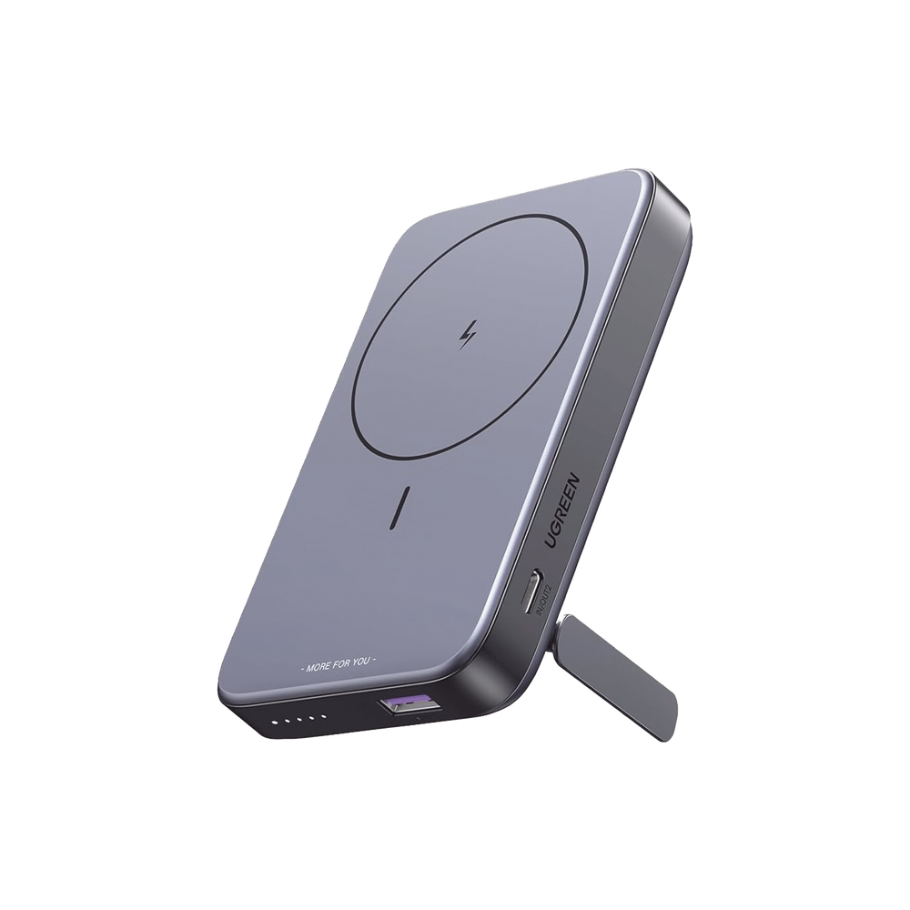Power Bank MagSafe de 10000mAh NEXODE | 20W | 1 USB-C | 1 USB-A | Carga Rápida bidireccional | Soporta modo Standby | Soporte Plegable | Ultra Delgado | Ultra ligero | Compatible con iPhone 15/14/13/12 | Color Gris.