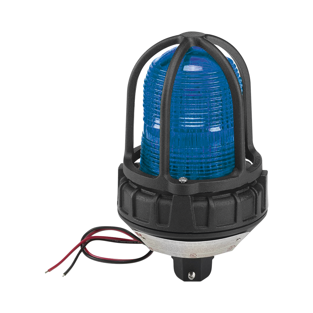 Luz estroboscópica para ubicaciónes peligrosas, montaje tipo tubo, 12-24 VCD, color Azul