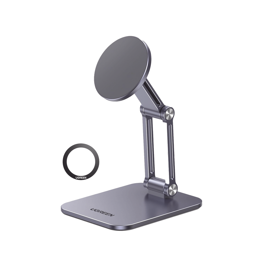 Soporte de Aluminio Magnético para Smartphone | Fuerza Magnética Súper Potente 500g | Compatibilidad IPhone 15/14/13/12 | Apto para celulares Android | Altura y Angulo Ajustable | Protección Antideslizante | Portátil.