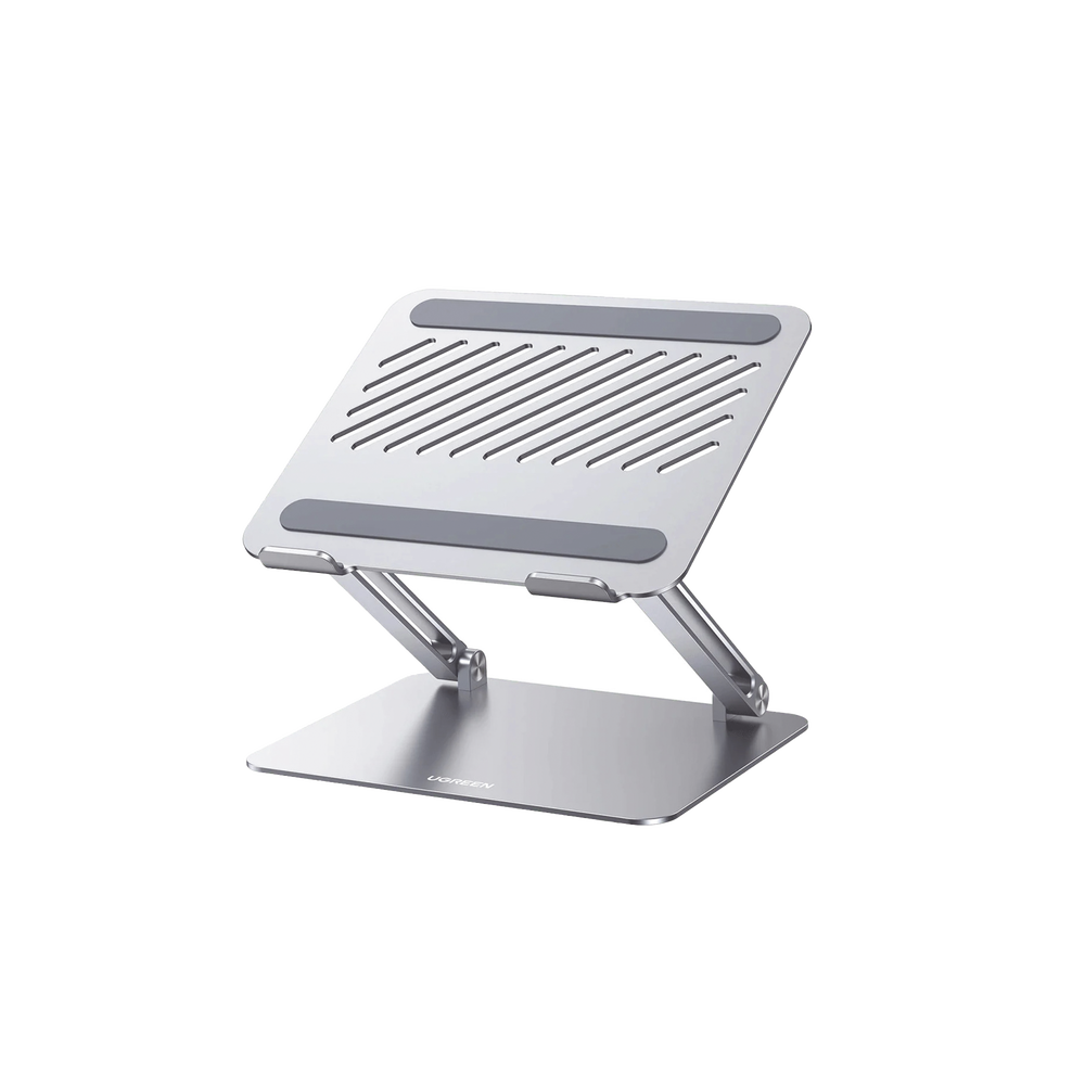 Soporte para Laptop de Aluminio | Soporta Laptops de 10 a 17.3''| Excelente Estabilidad | Capacidad de Carga 5Kg | Diseño Ergonómico | Altura y Angulo Ajustable | Plegable y Portátil | Protecciones de Silicona.