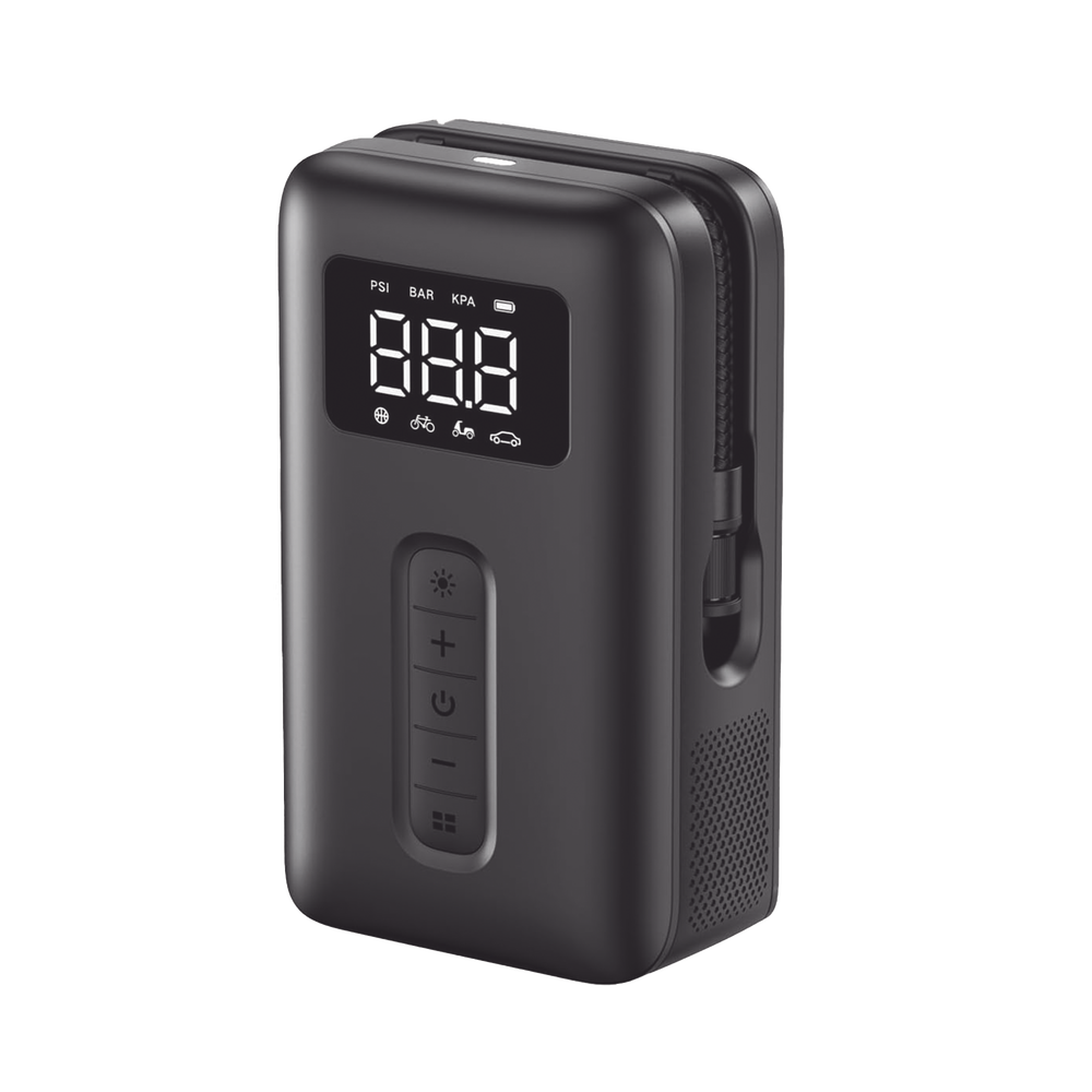 Inflador de Neumáticos | Compresor de Aire Portátil | Bomba de Aire de 150 PSI | Flujo de Aire de 15L/Min | Con Batería Integrada | Cuenta con Luz LED | Ideal para coches, bicicletas, pelotas de motocicleta.