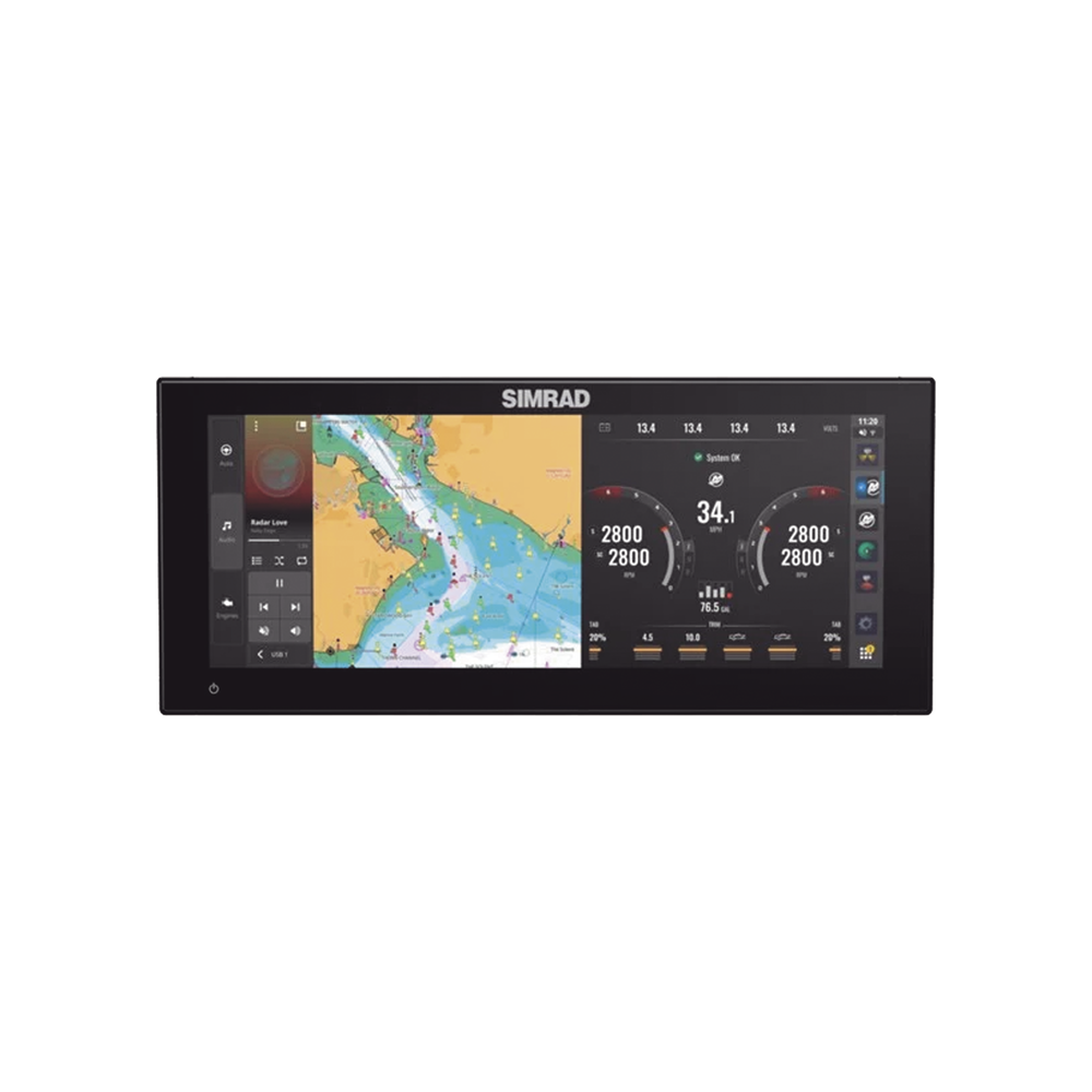 Pantalla Ultrawide NSX ULTRAWIDE de 12 pulgadas / Pantalla SolarMAX™ IPS HD / Integración con Mercury® y CZone® / Sonar Active Imaging™ / Compatibilidad con C-MAP® X-Gen Charts / NMEA 2000® / Ethernet y USB