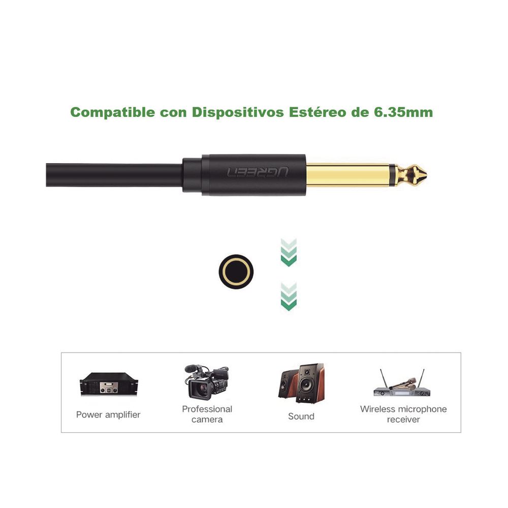 Cable para Micrófono Plug 6.35 mm (1/4 Inch) Macho a XLR Canon Hembra / Núcleo de Cobre / 5 Metros / Alta Calidad / Color Negro - Image 4