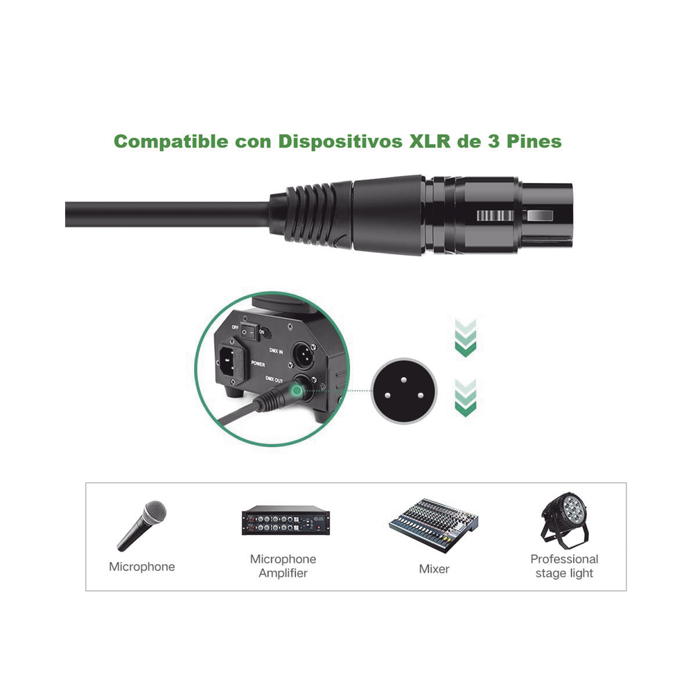 Cable para Micrófono Plug 6.35 mm (1/4 Inch) Macho a XLR Canon Hembra / Núcleo de Cobre / 5 Metros / Alta Calidad / Color Negro - Image 5