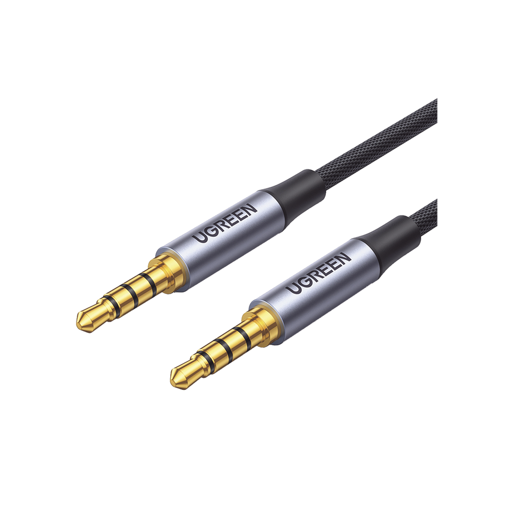 Cable Auxiliar de 3.5mm / Cable Audio Estéreo / Núcleo de Alambre de Cobre Esmaltado / Carcasa de Aluminio Azul + Nylon Trenzado / Soporta Micrófono / 2 Metros