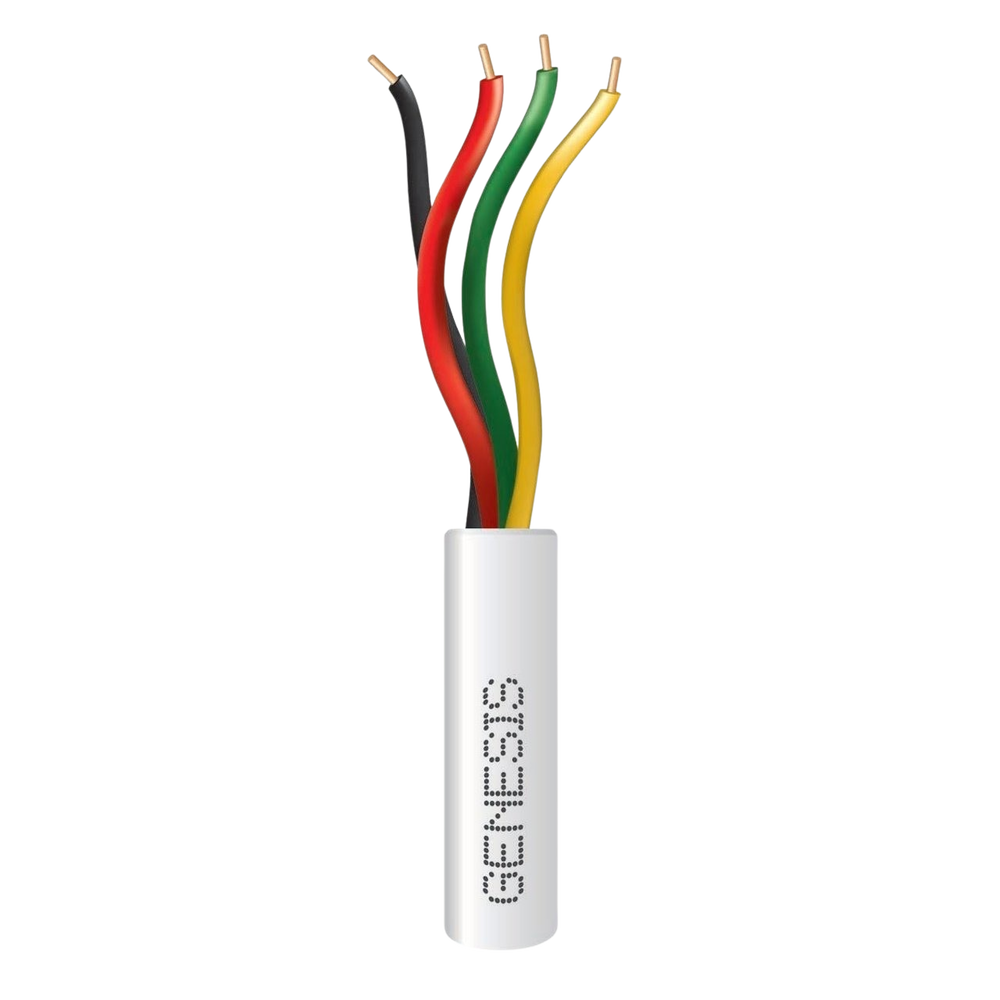Bobina de 305 Metros (1000 Pies) / Alambre de Cobre / 4 x 22 AWG / Riser / Color Blanco / Para Aplicaciones de Alarmas de Intrusi?n / Sistemas de Automatizaci?n