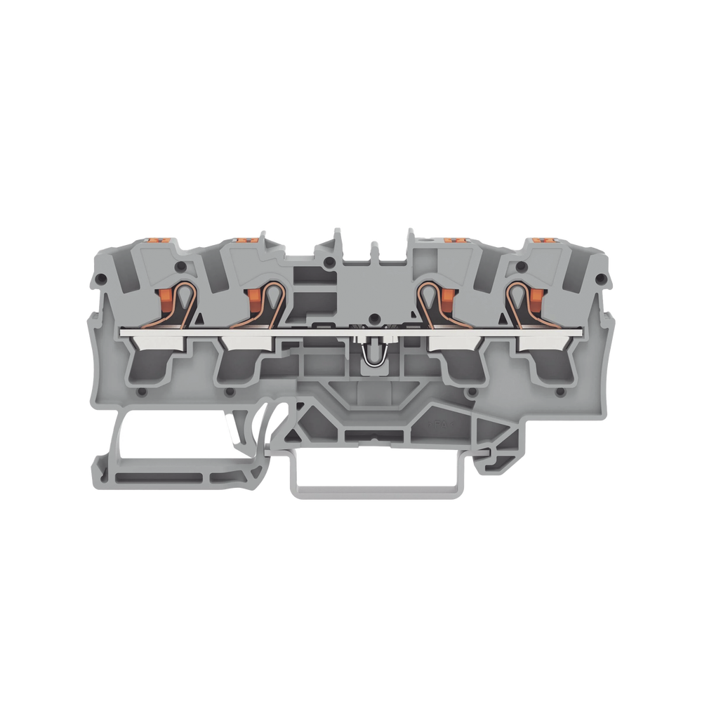 Borna de Paso / 4 Conductores / Push-in CAGE CLAMP® / 4 mm² / 32 A / 800 V / Carril DIN / ATEX IECEx / Prueba Ø4 mm