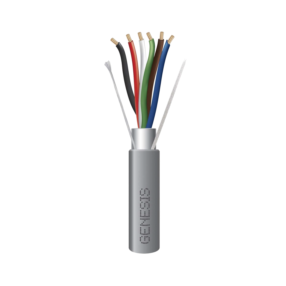 Bobina de 152 Metros (500 Pies) de Cable / 6 x 22 AWG BLINDADO / Riser / Color Gris / Para Aplicaciones de Audio, Seguridad y Control