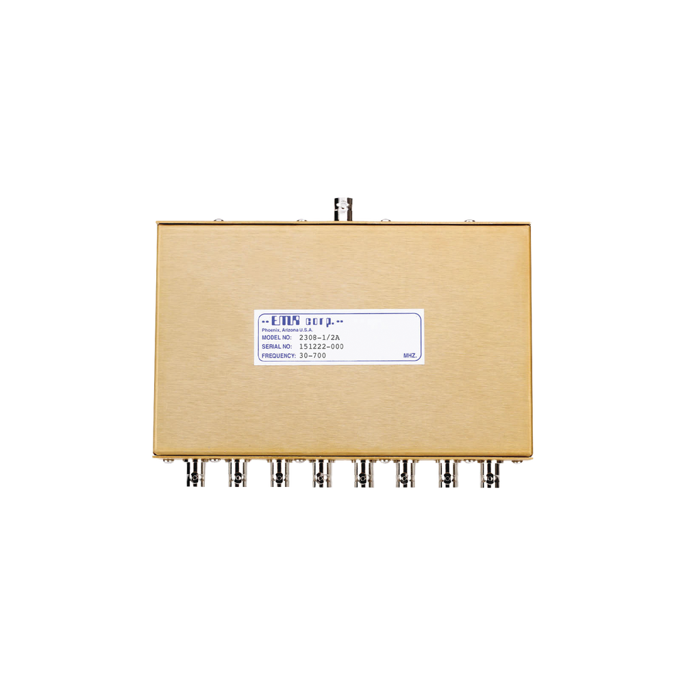 Divisor de Potencia EMR de 8 Vías, 30-700 MHz, 0.5 Watt, Conectores BNC Hembra.
