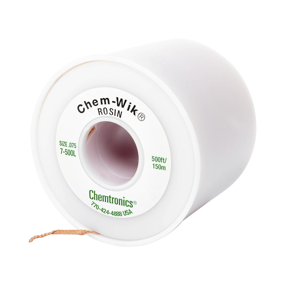 Rollo de desoldar de 150 m, trenza de 0.075" de ancho y alta absorción.