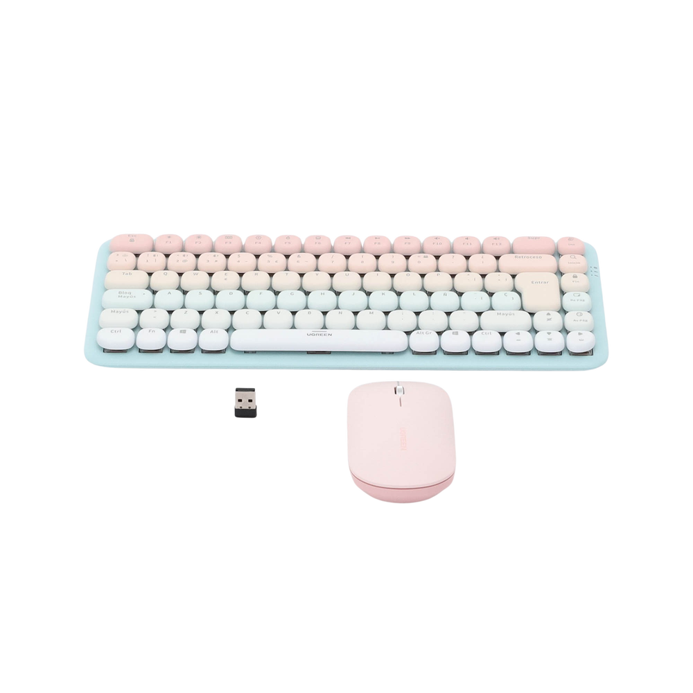 Paquete de Teclado y Mouse | 85 teclas en Español | Bluetooth y 2.4GHz | Mouse Ambidiestro | Sensor de DPI ajustable | Efectos de Iluminación del Teclado | Amplia compatibilidad | Color Rosa. - Image 2