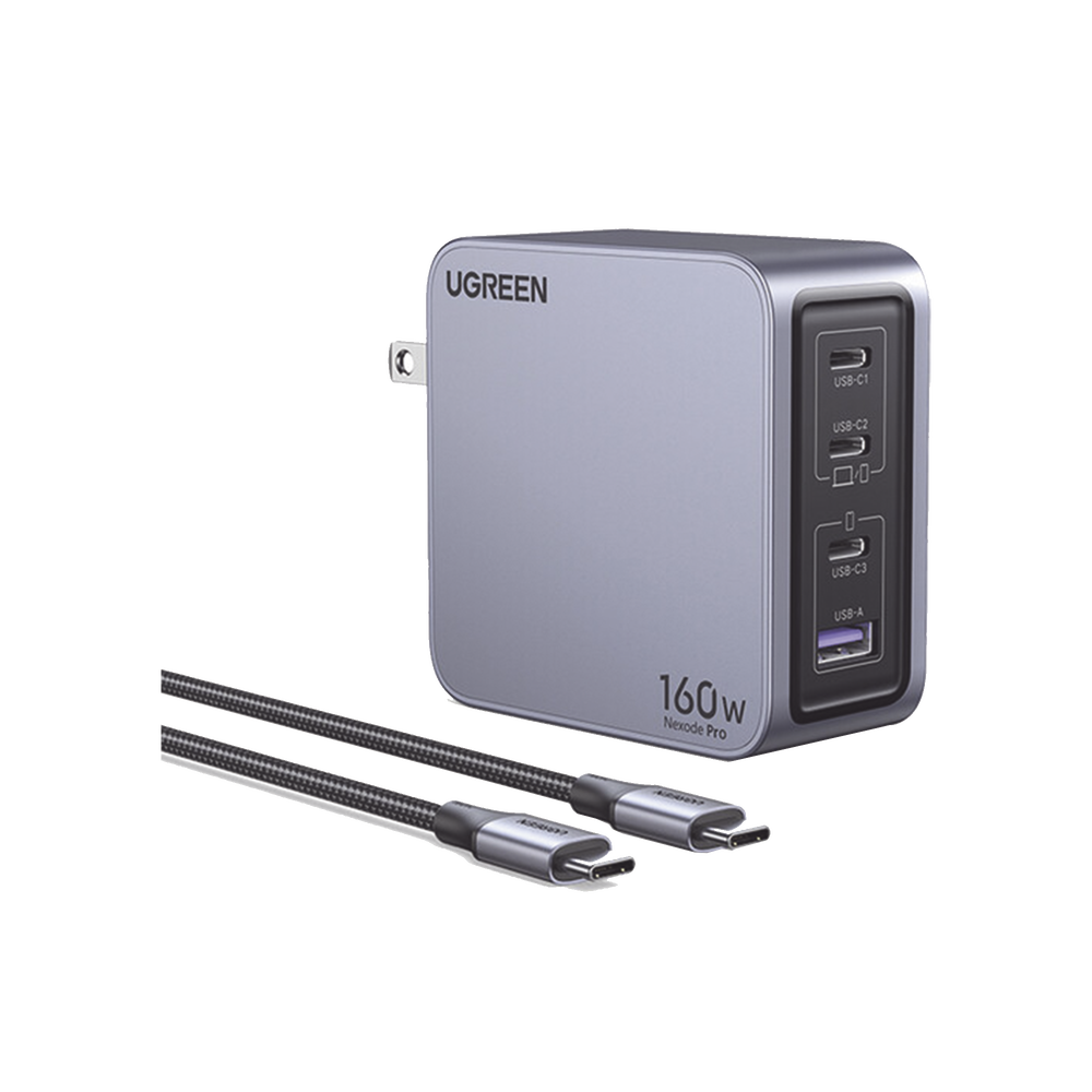 Cargador Rápido GaN / 160W Máximo / 3 USB-C + 1 USB-A / PD3.1 140W / PPS / UFCS / QC5 / Protecciones Múltiples / PC 94-V0