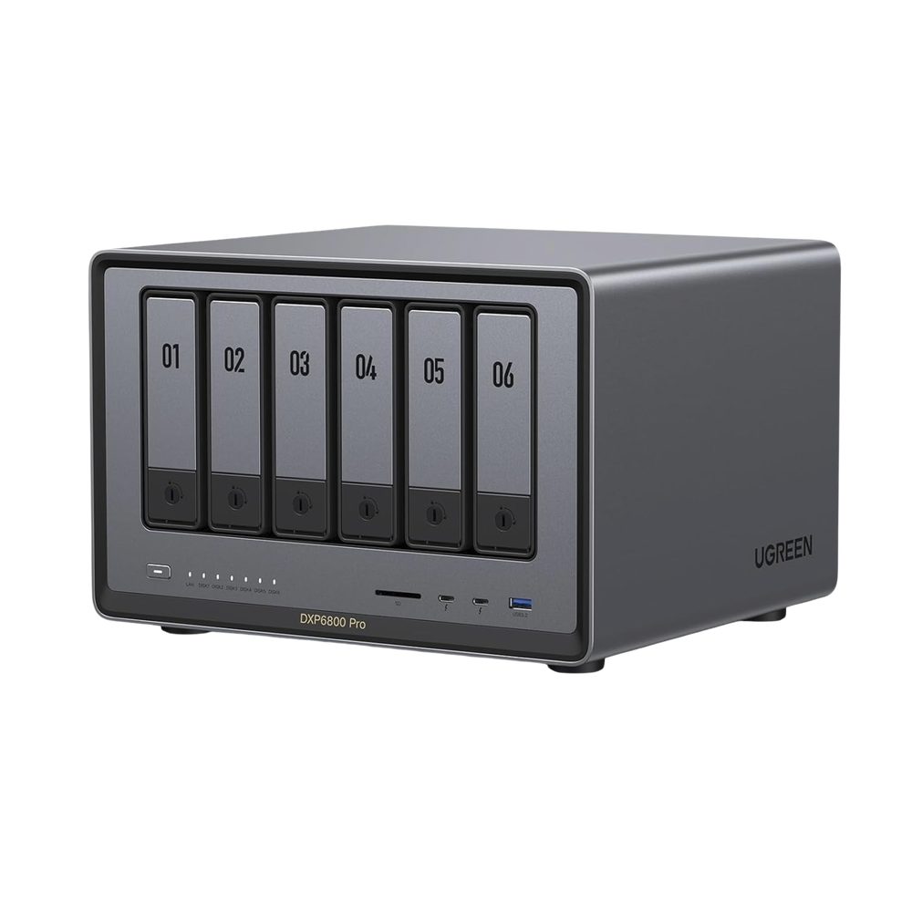 NASync DXP6800 Pro | SO UGOS Pro | Intel® i5 1235u 10-Core™ | 6-Bahias (SATA) Hasta 144TB | 2* M.2 SSD Hasta 16TB | 8GB DDR5 (Exp. a 64GB) | 2 Thunderbolt™4 | 2*10GbE | 1*USB3.2 Gen2 | 2*USB 2.0 | 2*USB 3.2Gen2 | HDMI 2.1 8K | SD 4.0