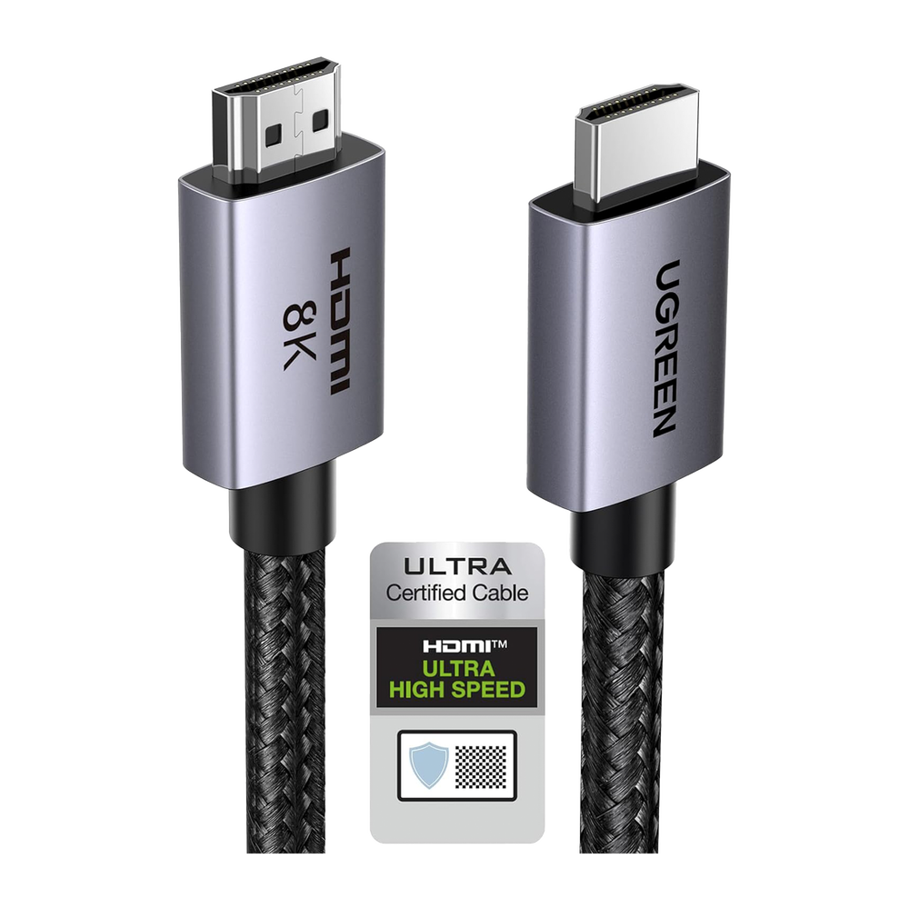 Cable HDMI 2.1 de 8K@60Hz | 2 Metros (6.56 Pies) | 48Gbps | HDR10+ | 3D Inversivo | eARC | Dolby ATMOS | VVR | QMS | QFT | ALLM | 3 Modos de Visualizaci?n | Certificado HDMI 8K | Niquelado | Nylon Trenzado | Carcasa de Aluminio