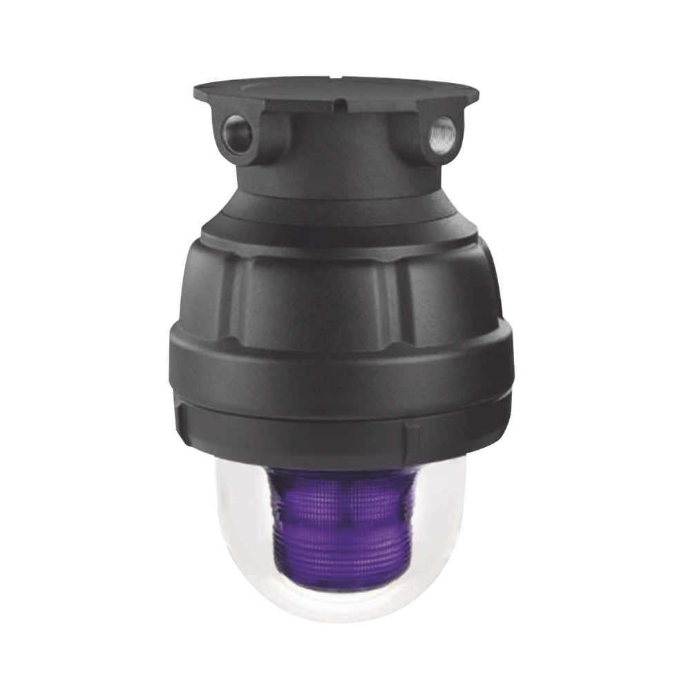 Luz estroboscópica a prueba de explosiones UL y cUL para Clase I, División 1, Grupo C y D; Clase I, División 2, Grupos A y B; Clase II, División 1, Grupos E, F y G; Clase III , 24 Vcd, color Magenta, montaje no incluido