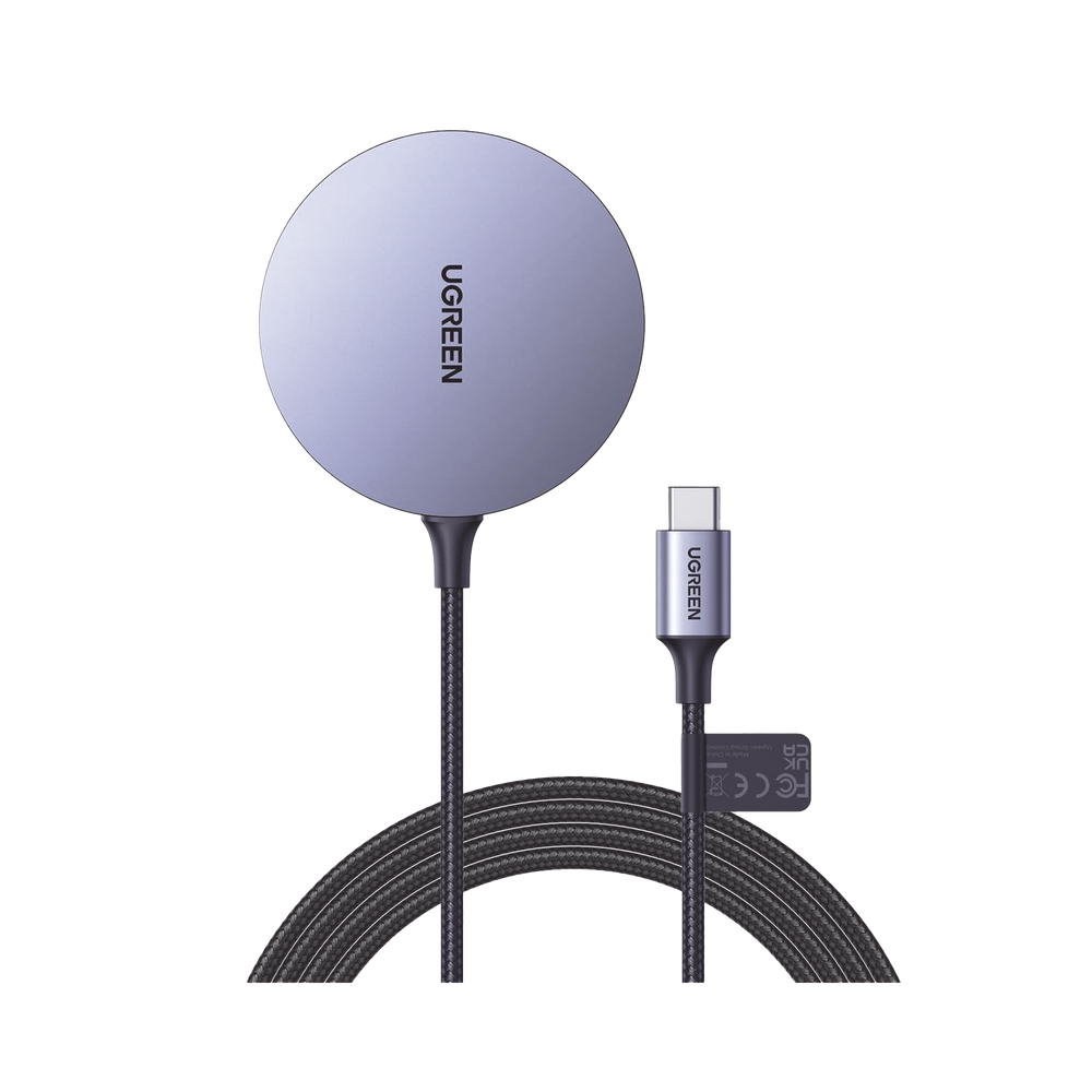 Cargador Inalámbrico Magnético | 15W | Tecnología Magsafe | Qi | Certificado MFM | Modulo de Carga Original | Carga Rápida | Fuerte Absorción Magnética | Cable de Nylon Trenzado | 1.5 metros | Multi Protecci&o