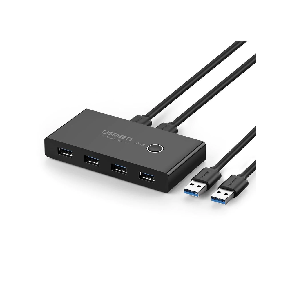Conmutador USB para Compartir 4 Puertos USB 3.0 a 2 PC ́s | Cambio Mediante Botón | Incluye Dos Cables USB de 1.5 m | ABS | Permite que 2 Usuarios Compartan 4 Dispositivos Periféricos USB3.0, como una impresora, un escáner, etc.