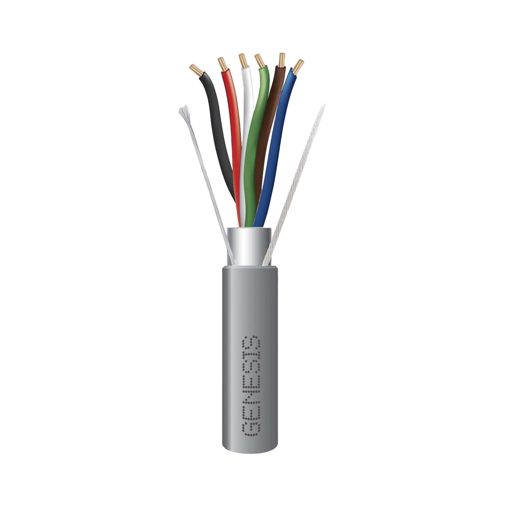 Bobina de 305 Metros (1000 Pies) de Cable 6 x 22 AWG / Blindado / Plenum de Color Gris / Aplicaciones de Audio, Seguridad y Control