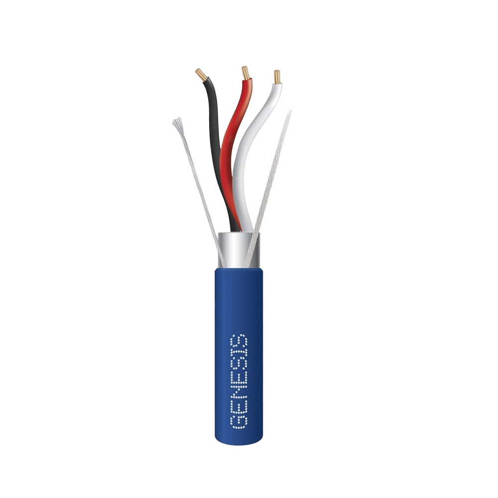 Bobina de 305 Metros (1000 Pies) de Cable 3 x 18 AWG / Plenum / BLINDADO / Tipo FPLP, CMP, CL3P / Color Azul / Para Aplicaciones en Sistemas de Seguridad, Audio, Control y otras Aplicaciones