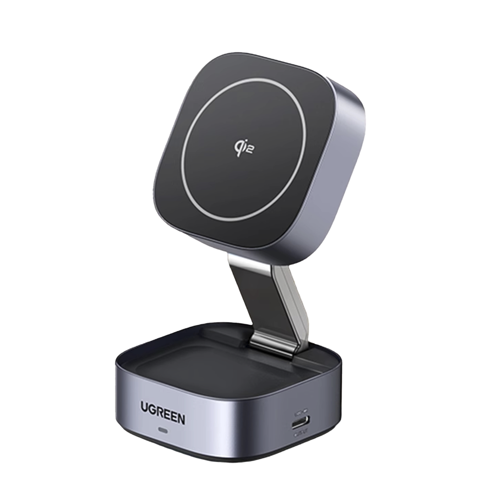 Cargador Inalámbrico 2 en 1 25W / Tecnología Magnética Qi 2 / 15W para Teléfono + 5W para Auriculares / Puerto USB-C 5W / Protecciones Múltiples / Cable USB-C Incluido