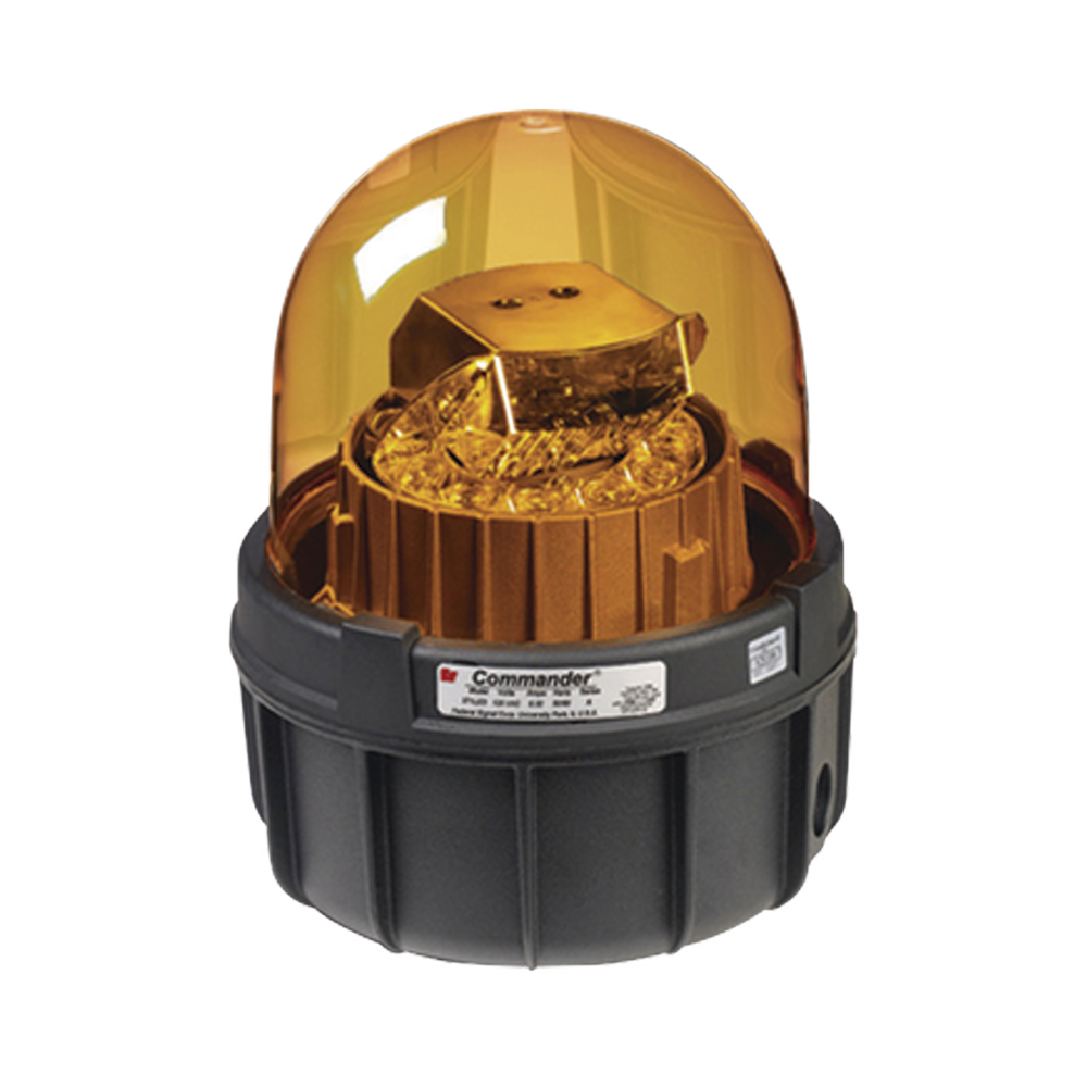 LED de advertencia giratorias Commander®, Tipo 4X, carcasa IP66 Listado por UL y cUL , 120 VCA, color ámbar, Para Ubicaciones y Ambientes Peligrosos