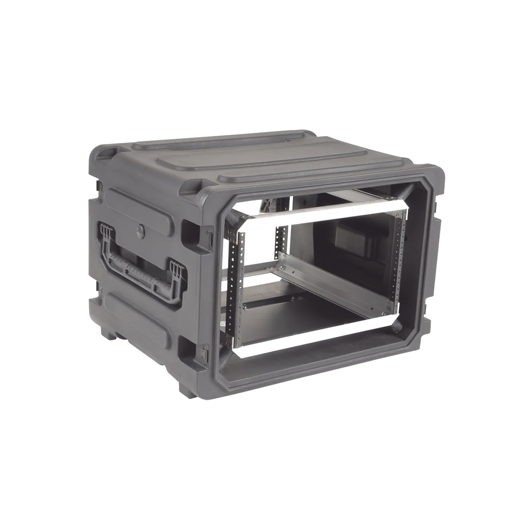 Gabinete Plástico Móvil con Amortiguador con Rack de 19" 6 Unidades.