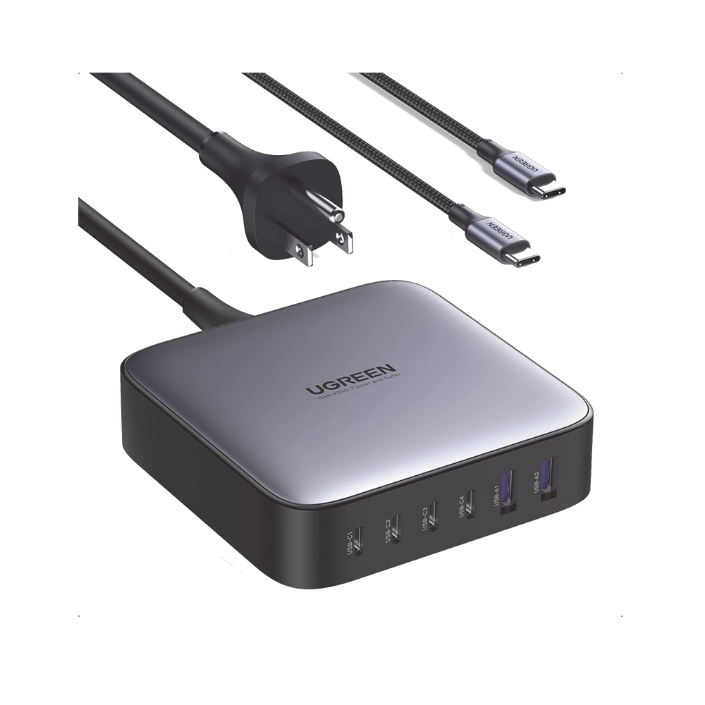 Cargador de 200W serie Nexode / 6 Puertos de Carga Rápida / 4 USB-C / 2 USB-A / Tecnología GaN II +SIC / Power Delivery 3.0 / Quick Charge 4.0 / Chip Confiable y Carga Inteligente / Optimiza la Experiencia de Carga / Incluye Cable de Carga U
