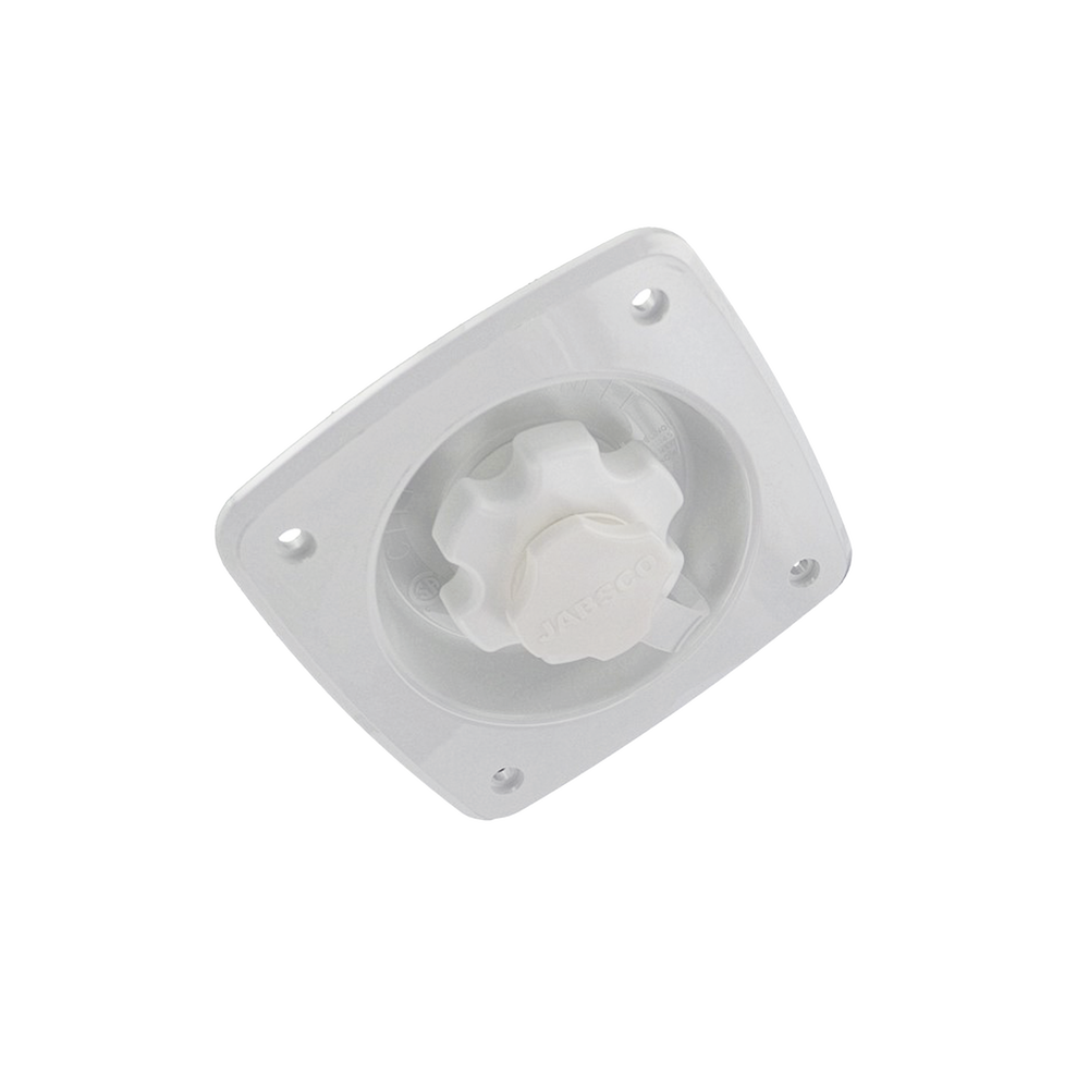 Regulador de presión de agua color blanco.