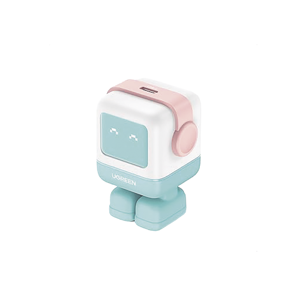 Cargador Mini GaNRobot 30W serie UNO | 1 USB-C de Carga Rápida | Tecnología GaN II | Multiprotocolo PD/QC/SCP/FCA | Carga Inteligente | Pantalla LED | Zapato Magnético Extraíble | Thermal Guard | Color Pink-Blue