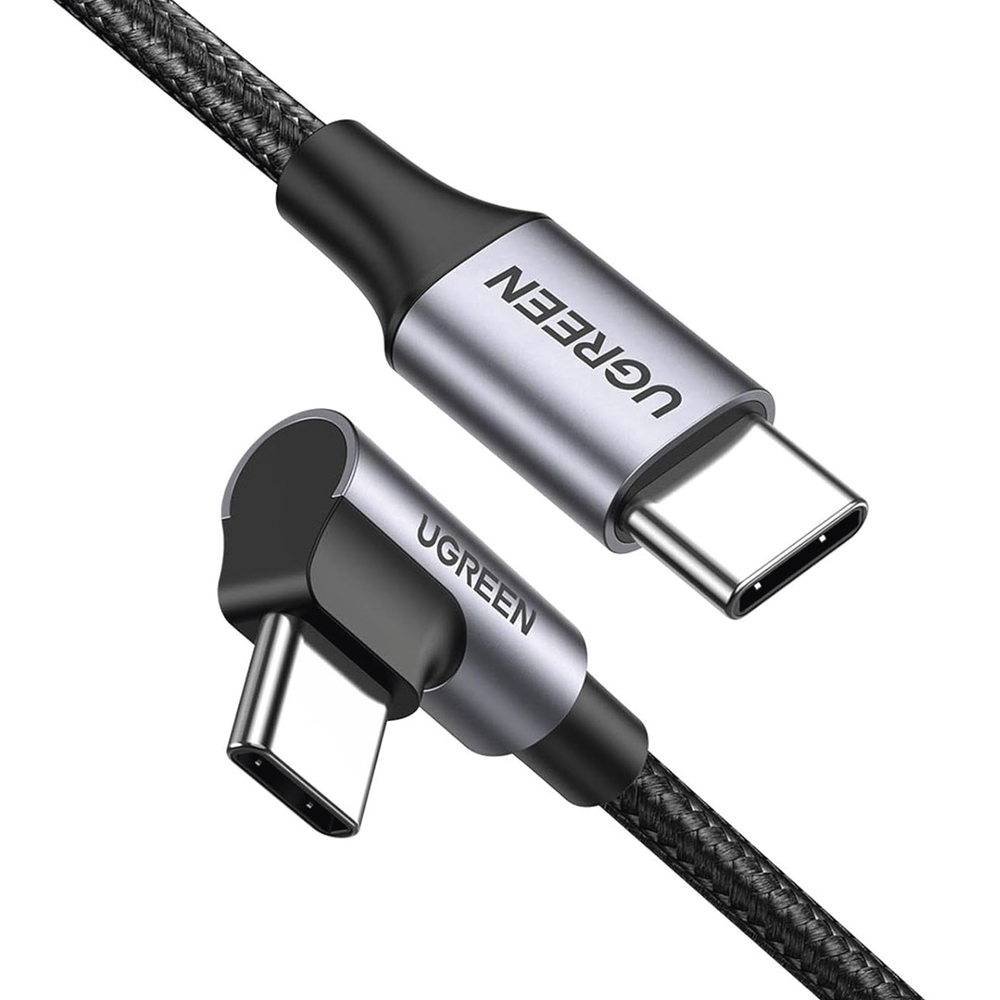 Cable USB-C a USB-C | 1 Metro (3.28 Pies) | Conector con ?ngulo Recto de 90? | Carga R?pida de hasta 60W | 480 Mbps | PD3.0 | QC4.0/3.0/2.0 | FPC | AFC | Protecci?n Integrada | Caja de Aluminio | Nylon Trenzado | Color Negro - Image 2