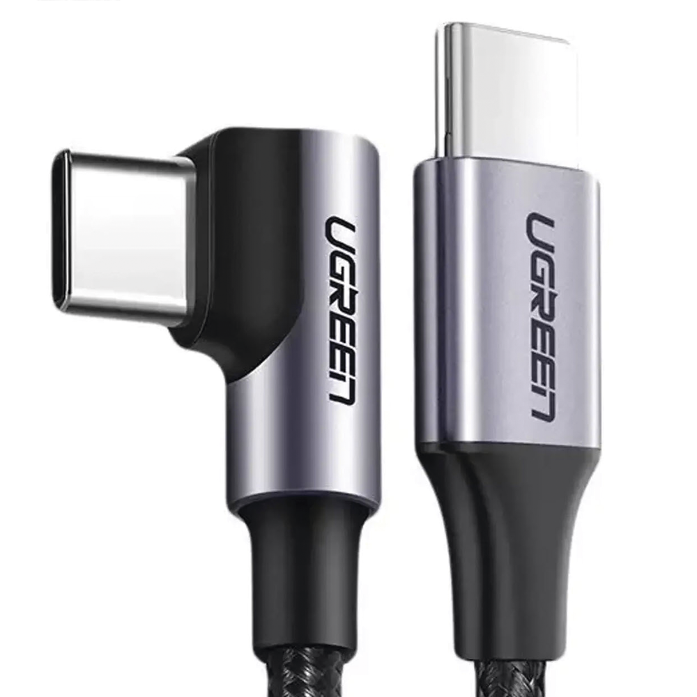 Cable USB-C a USB-C | 1 Metro (3.28 Pies) | Conector con ?ngulo Recto de 90? | Carga R?pida de hasta 60W | 480 Mbps | PD3.0 | QC4.0/3.0/2.0 | FPC | AFC | Protecci?n Integrada | Caja de Aluminio | Nylon Trenzado | Color Negro - Image 3