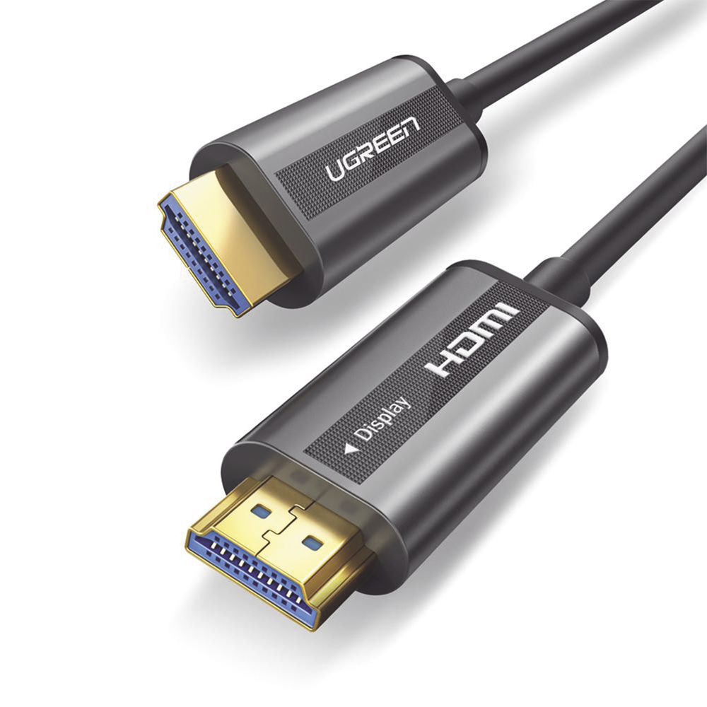 Cable HDMI de 15 Metros (49.21 Pies) por Fibra ?ptica 4K@60Hz | Fibra de 4 N?cleos + Cobre Esta?ado de 7 N?cleos | Compatible con HDMI 2.0 | Alta Velocidad 18 Gbps | 3D | HDR | Carcasa de Zinc | Premium | 2 A?os de Garant?a