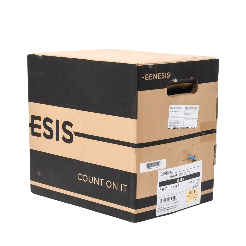 Bobina de 305 Metros (1000 Pies) Cable Par Trenzado Nivel 5 (CAT 5e) / CMR / Color Azul / 4 Pares de Conductores S?lidos de Cobre AWG 24 / Para Aplicaciones de CCTV, Redes de Datos, IP Megapixel, Control RS485