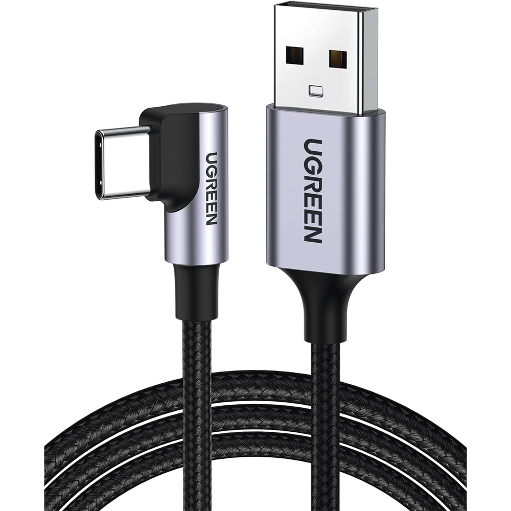Cable USB-A a USB-C | 2 Metros (6.56 Pies) | Conector con ?ngulo Recto de 90? | Carga R?pida de hasta 60W | 480 Mbps | PD3.0 | QC /3.0/2.0 | FPC | AFC | Protecci?n Integrada | Caja de Aluminio | Nylon Trenzado | Color Negro