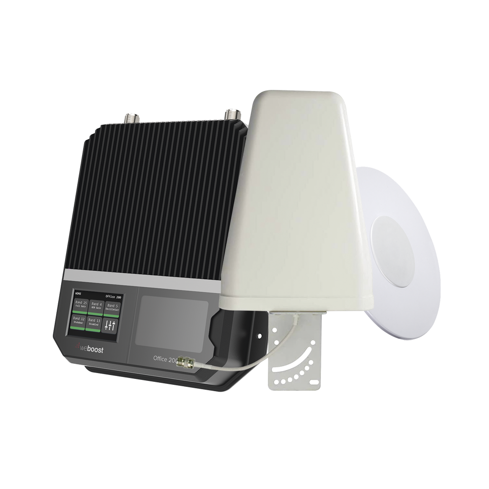 KIT Amplificador de señal celular 4G LTE, 3G y VOZ con antena direccional. Especial para cubrir áreas de hasta 1600 Metros Cuadrados por ser de grado comercial e industrial. Soporta múltiples operadores, tecnologías y usuarios.