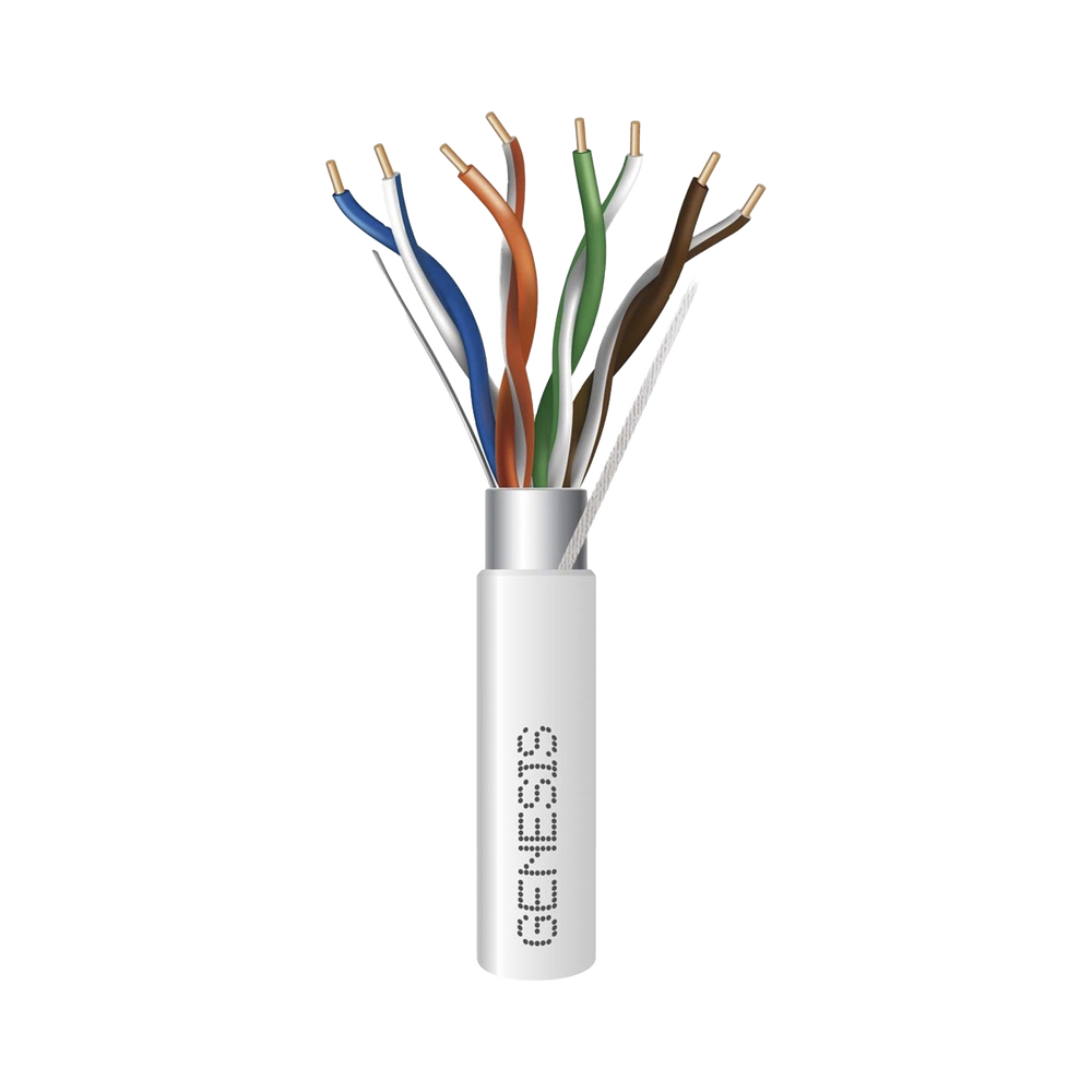 Carrete de 305 Metros (1000 Pies) de Cable Cat5e / Calibre 24 AWG BLINDADO / PLENUM / Color Blanco para aplicaciones de Voz y Datos