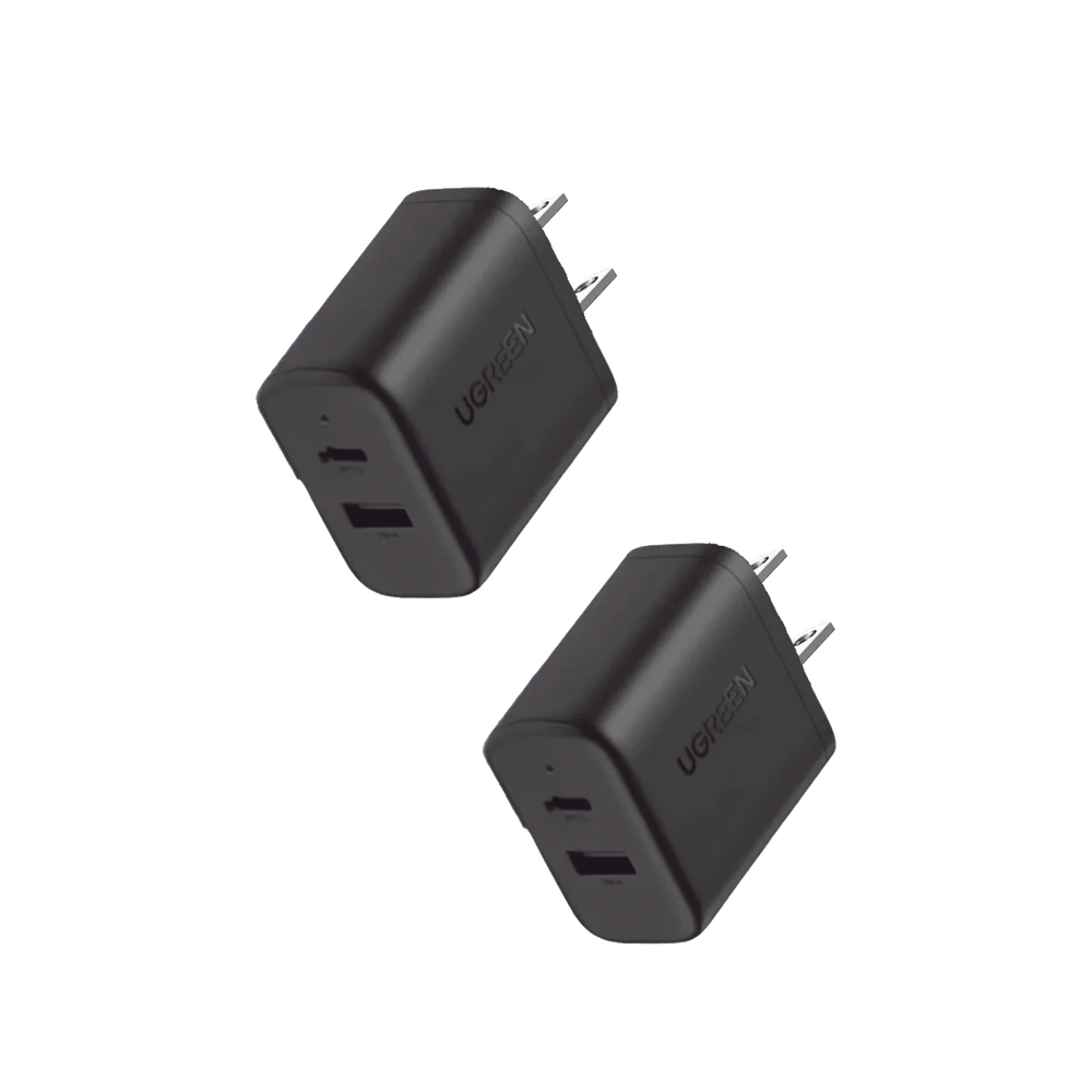 Cargador rápido de 20 W y 2 puertos, paquete de 2, negro, EE. UU.