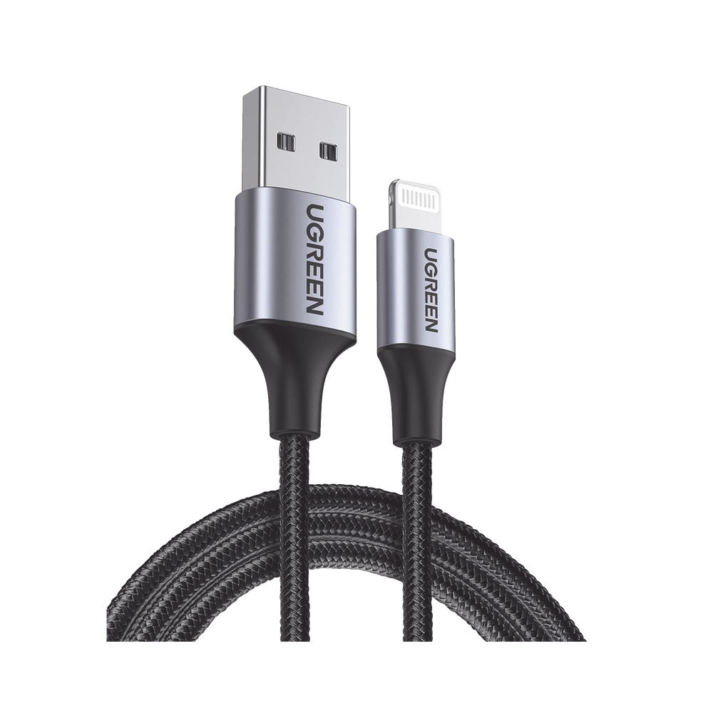 Cable USB-A a Lightning | 1 Metro (3.28 Pies) | Certificado MFi | Carga R?pida 5V/2.4 A | 480 Mbps | Conector C94 | Adecuado para iPhone, iPad y iPod | Protecci?n Integrada | Caja de Aluminio | Nylon Trenzado | Color Negro