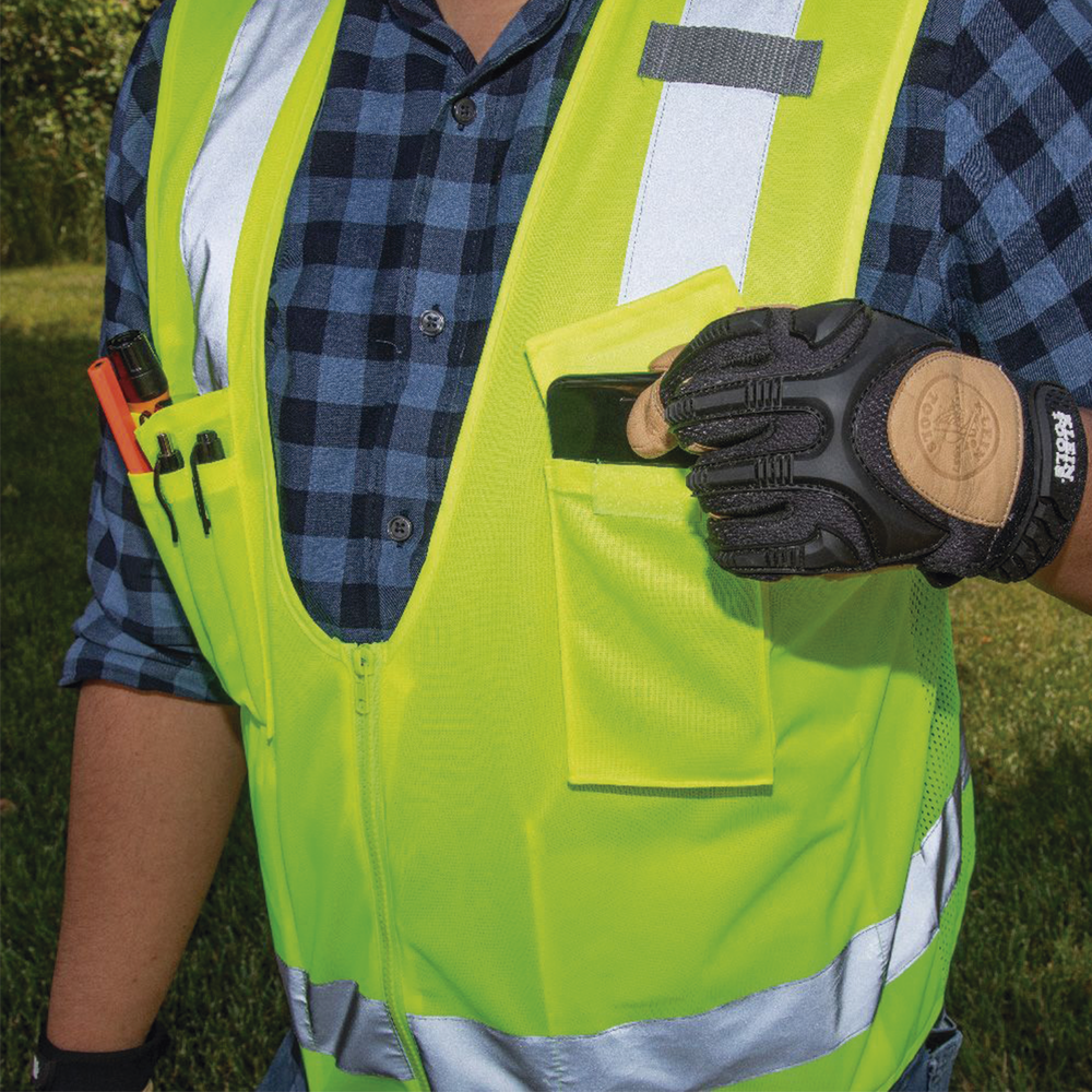 Chaleco de seguridad reflectante de alta visibilidad, mediano/grande. Con múltiples bolsillos de diferente capacidad - Image 3