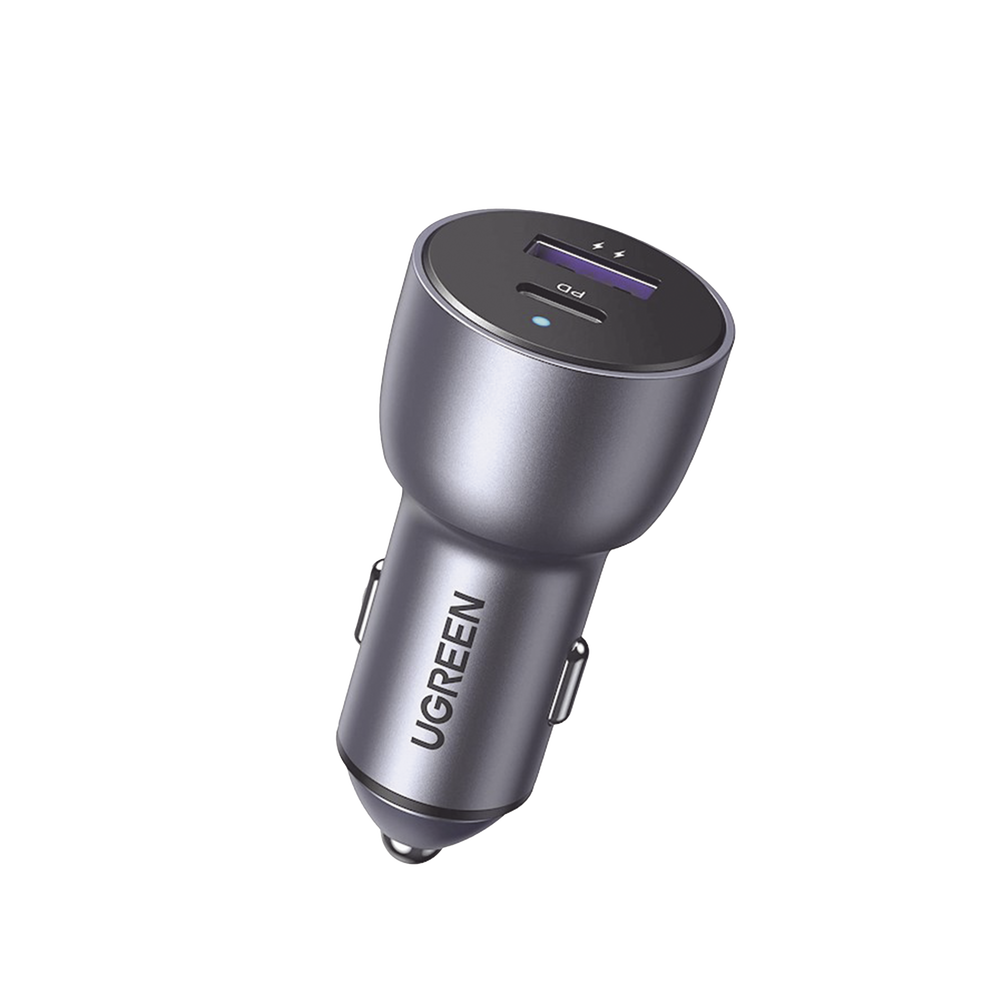 Cargador de Auto 52.5W | Puerto USB-A y USB-C | Carga R?pida | Compatible con Veh?culos de 12 y 24 VCD | PD3.0 + QC3.0 | Chip Inteligente | Dise?o Compacto Mayor Eficiencia Energ?tica | Caja de Aluminio