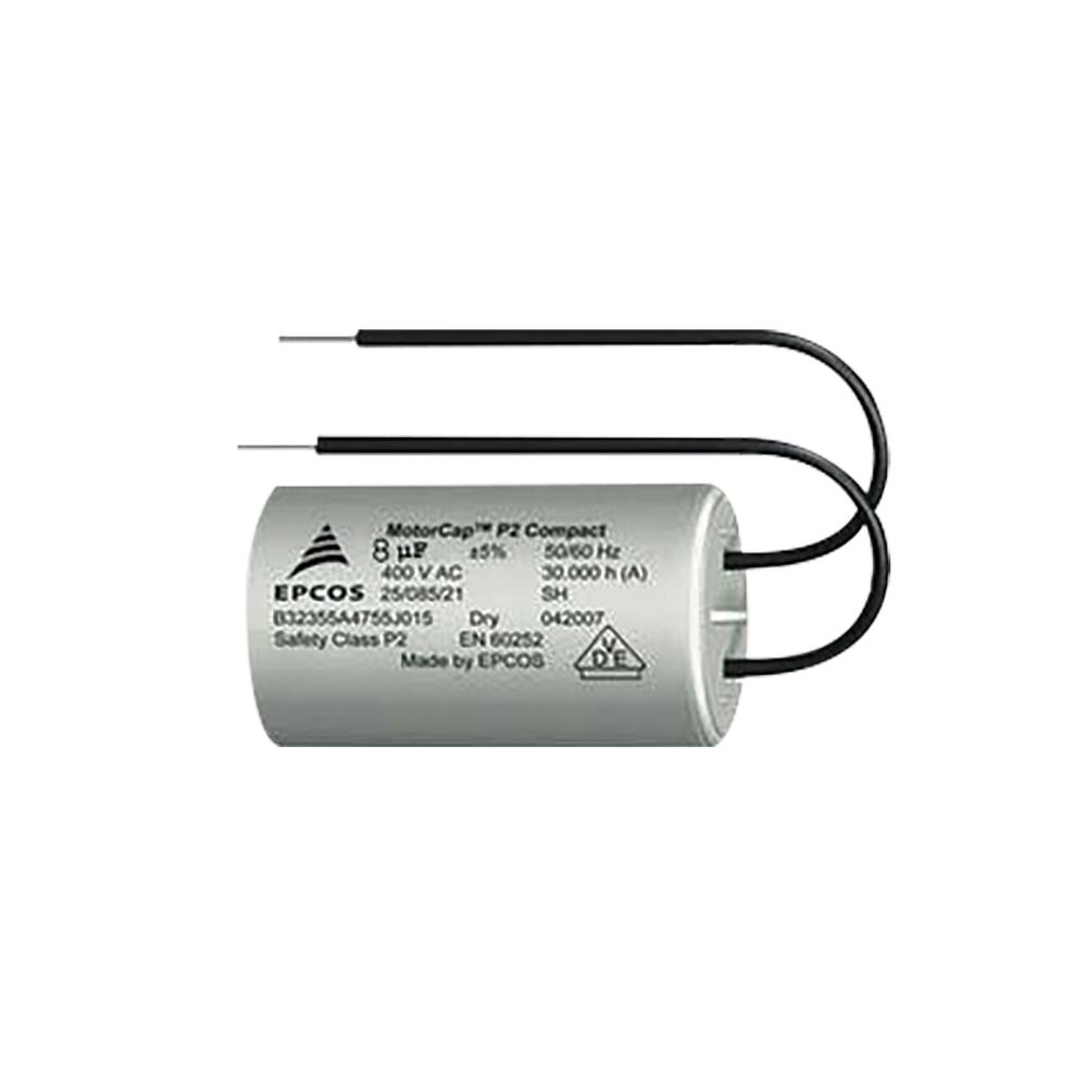 CAPACITOR DE ARRANQUE DE 8uF, 400V CON CABLES PARA BARRERA SERIE 615