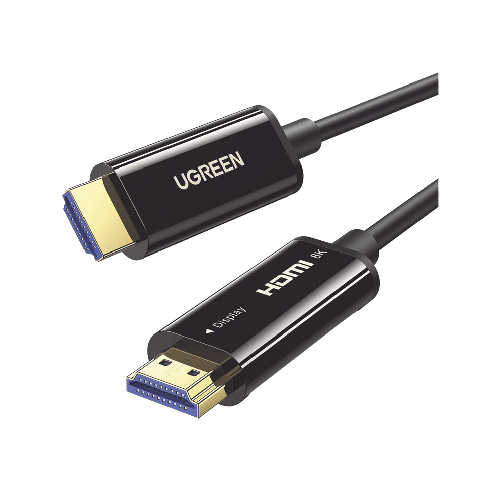 Cable HDMI de 30 Metros (98.43 Pies) por Fibra ?ptica 8K@60Hz / Fibra de 4 N?cleos + Cobre Esta?ado de 7 N?cleos / Compatible con HDMI 2.1 / Alta Velocidad 18 Gbps / 3D / HDR / Caja de Aleaci?n Zinc / Premium